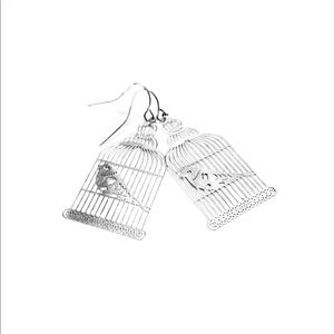 Silver Birdcage Dangle Earrings